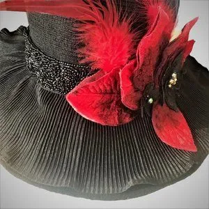 Handcrafted Y2K Boho Black Wool Blend/ Felt Glamorous Embellished Floppy Hat NEW Handcrafted Y2K Boho Black Wool Blend/ Felt Glamorous  main image 3